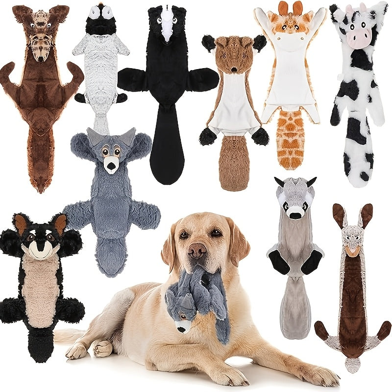 No Stuffing Dog Toys 10 Pack - Durable Crinkle Squeaky Plush Toys for Small Medium Large Dogs, Teething-Friendly for Aggressive Chewers, Interactive Boredom Busting Puppy Toys for Mental Stimulation, Random Patterns