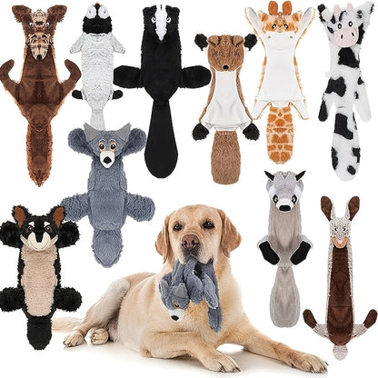 No Stuffing Dog Toys 10 Pack - Durable Crinkle Squeaky Plush Toys for Small Medium Large Dogs, Teething-Friendly for Aggressive Chewers, Interactive Boredom Busting Puppy Toys for Mental Stimulation, Random Patterns