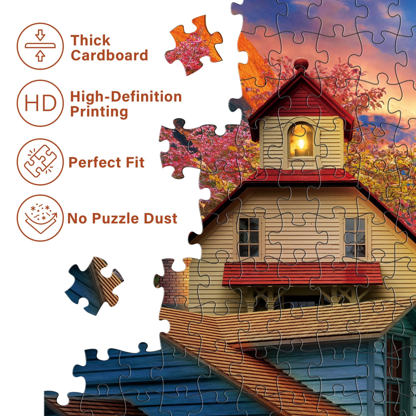 1000 Piece Jigsaw Puzzles for Adults 3 Pack – Sunset Lighthouse, Bird Crochet & Moroccan Pottery Set, Precision-Cut Brain Teaser Family Puzzle, Birthday Christmas Gift for Women Men Puzzle Lovers