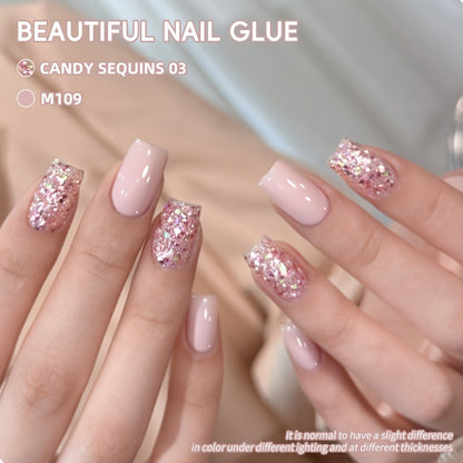 Holographic Glitter Gel Nail Polish Set 2pcs Magnetic Cat Eye UV LED - Sequin Candy Shimmer Long Lasting Chip Resistant Nail Art Kit for Salon & Home DIY Women 0.51oz Each Photo Frame Bottle