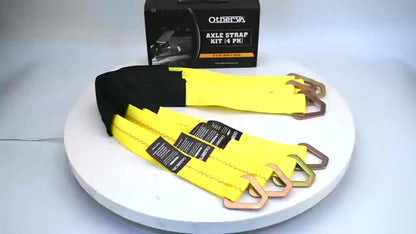 Axle Tie Down Straps 2" x 36" – Heavy Duty Car Tow Straps with D-Rings & Protective Covers for Car, Truck, Trailer & UTV | Wrecker & Flatbed Towing