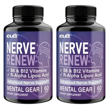 Nerve Renew Capsules with Vitamin B Complex & R-Alpha Lipoic Acid – Neuro Botanical Antioxidant Blend for Nerve Health, Energy & Active Lifestyle | Daily Supplement for Women & Men | 60 Capsules