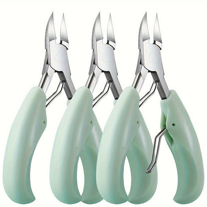 Toenail Clippers for Thick Nails & Ingrown Toenails 3 Pack Sharp Curved Blade Surgical Steel — Double Spring Ergonomic Podiatrist Nail Clipper for Men Women Seniors, Professional Pedicure Tool