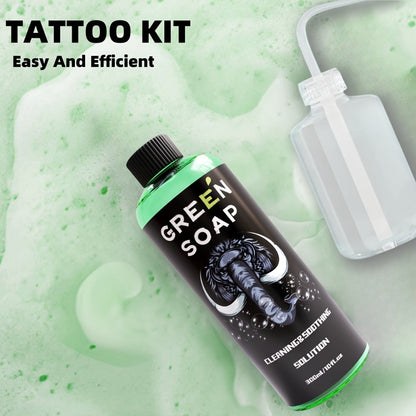 Tattoo Green Soap Kit Cleansing Solution with Squeeze Bottle – Green and Blue Tattoo Soap for Artists, Safe Color Foam Moisturizing Formula, Tattoo Supplies and Accessories Multiple Sizes