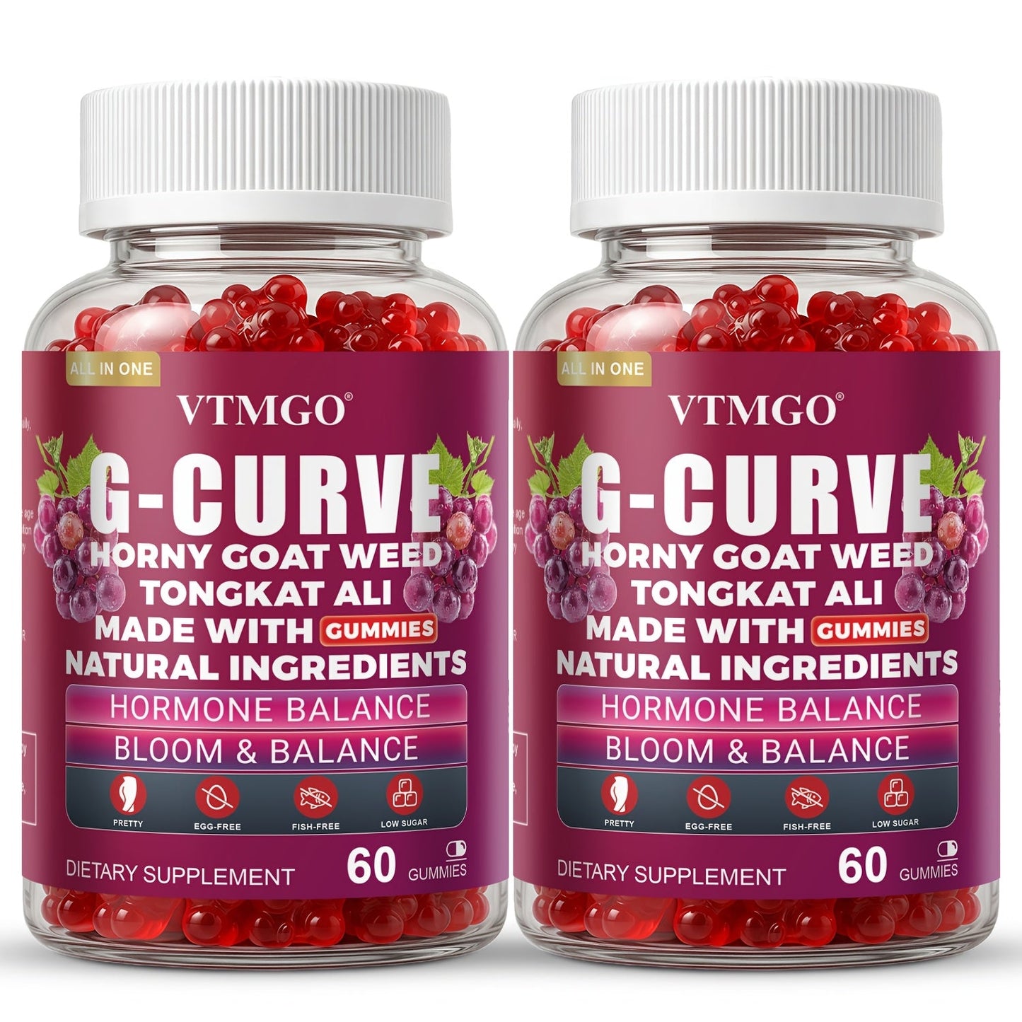 Women's Curve Enhancement Gummies with Maca Root Saw Palmetto Tribulus Terrestris L-Arginine — Natural Body Volumizing & Hormonal Balance Support | Grape Flavor | 60 Count