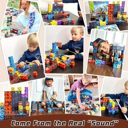 Magnetic Tiles 100pcs STEM Building Blocks Set for Kids, Educational Magnetic Construction Toys for Boys Girls Ages 3+, Creative Learning Cube Magnet Blocks, Best Birthday Christmas Easter Gift from Toy Play Nest