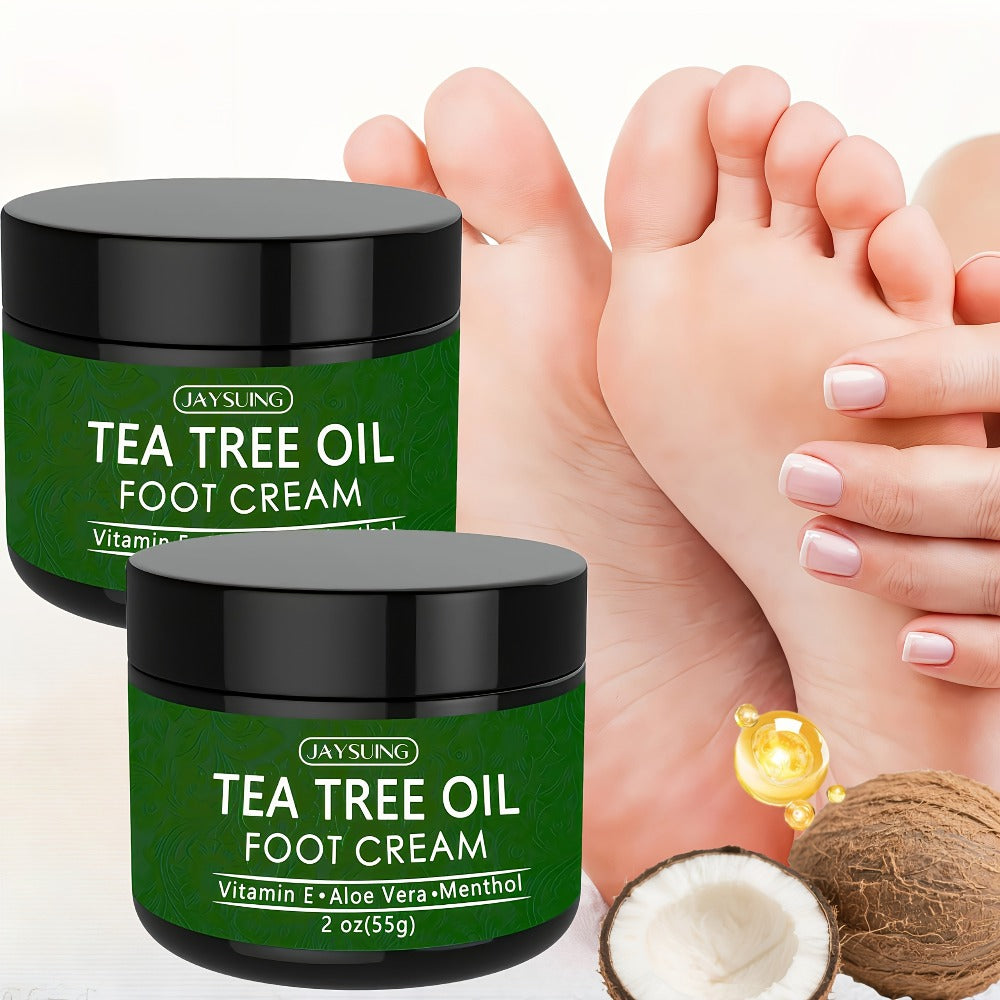 Tea Tree Oil & Coconut Oil Foot & Hand Cream 2-Pack – Deep Moisturizing for Dry Cracked Heels, Rough Hands & Calluses | Vitamin-Enriched Soothing Skin Care Formula for Women & Men