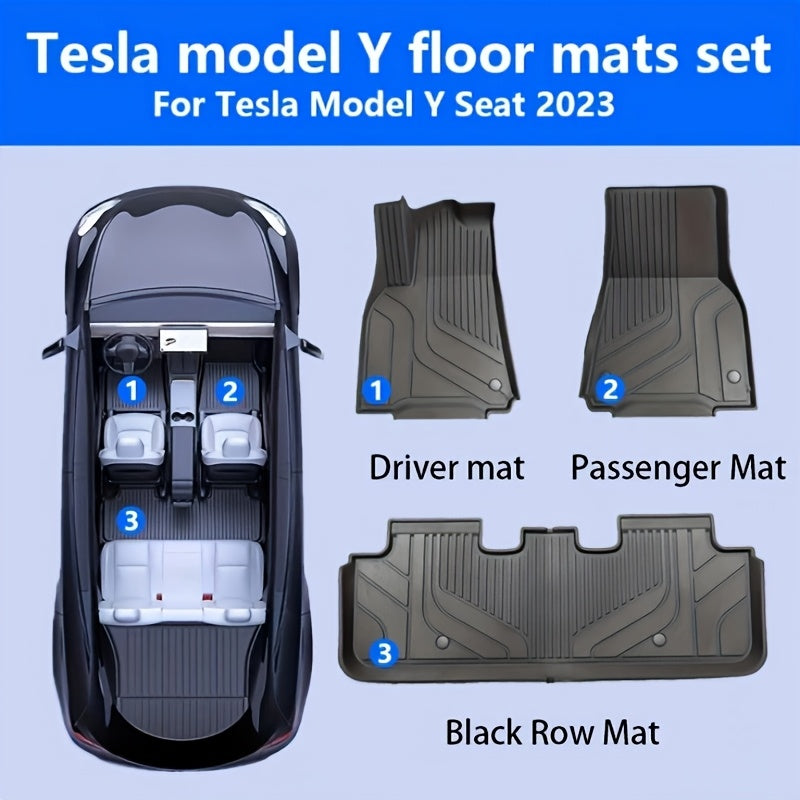 3pcs for Model Y 2020-2024, Front and Rear Floor Mats and Trunk Mat, Made of TPE Material, All-weather Protection, Specially Designed for 5 Seats