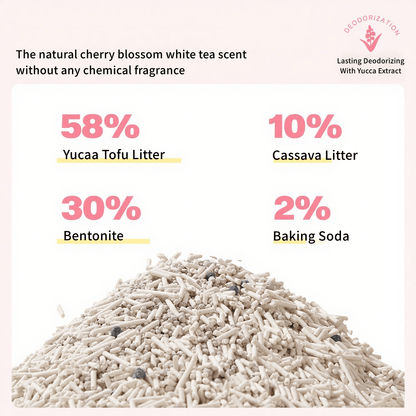 Tofu Cat Litter 5-in-1 Flushable Clumping - All For Paws White Blossom Yucca Enhanced Formula, Low Dust Rapid Clumping Odor Control, Natural Plant-Based Cat Litter, 2/4/6 Pack