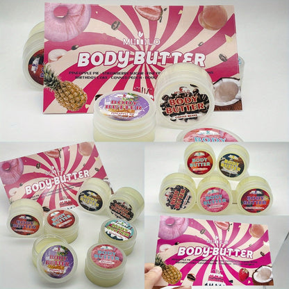 Fruity Body Glaze Set 8 Scents 100g×2 – Pineapple Coconut Strawberry Coffee Peach Doughnut Birthday Cake Non-Greasy All-Day Moisturizing Travel Size Body Lotion Gift for Women