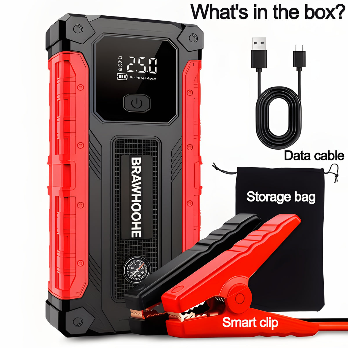 9-in-1Car Jump Starter 6500A 12V Portable Battery Booster with Air Compressor 160PSI, Emergency Power Bank for Car, LED Light Roadside Jump Starter Kit/4000A Portable Wireless Car Jump Starter