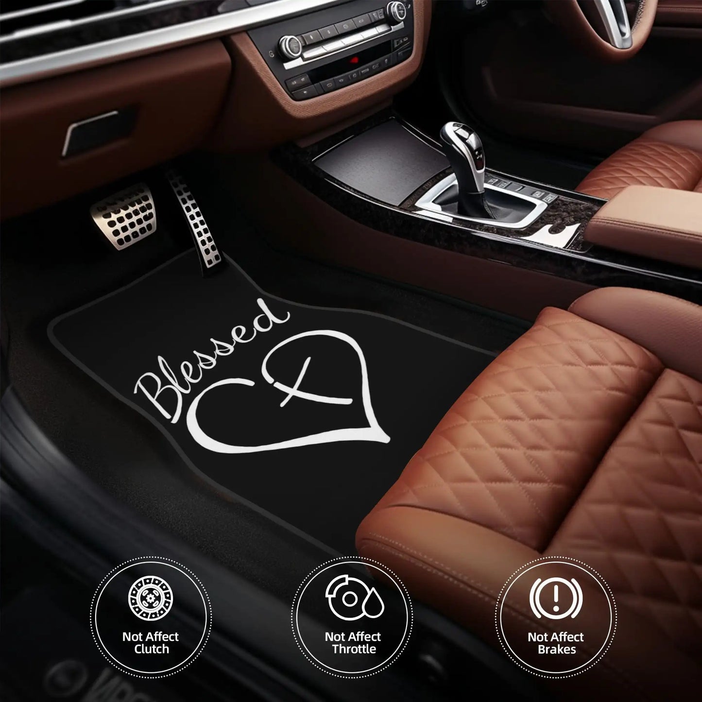4pcs Set Of Heart-patterned Front And Rear Car Floor Mat with Blessing Letter, Anti-slip, Stain-resistant And Easy to Clean. Car Interior Accessories, Suitable for All Vehicle Model. Father's Day Gift, High Temperature Resistance, Summer Self Driving
