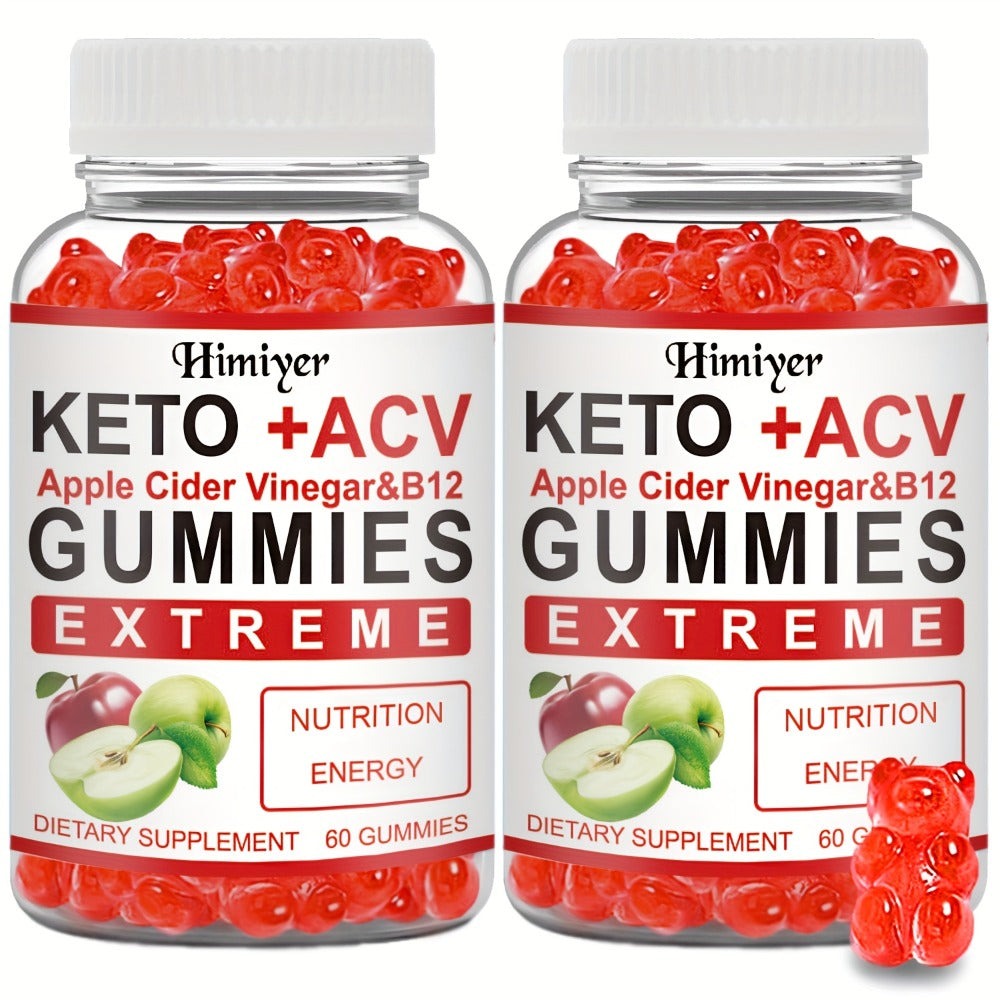 Apple Cider Vinegar Gummies with B12, Pomegranate & Beet Juice Powder — Keto ACV Supplement for Metabolism, Energy, Digestion & Detox Support | Vegetarian | 2-Month Supply 2 Bottles 120 Capsules