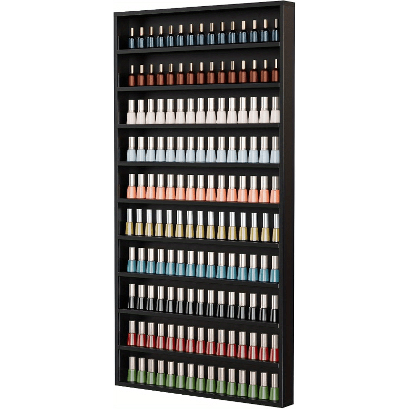 Nail Polish Rack Wall Mount Organizer 6-Tier & 10-Tier with Acrylic Baffle – Salon Display Shelf for Nail Polish Storage, Home Nail Studio & Spa, Black White Pink