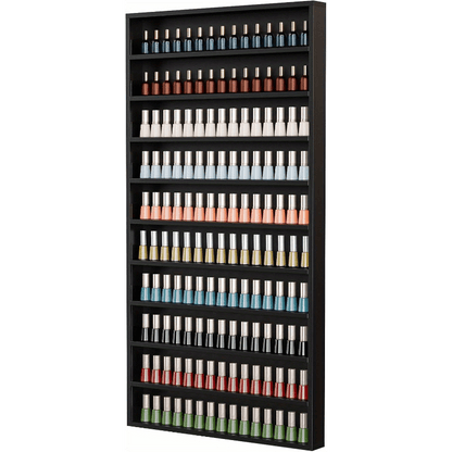 Nail Polish Rack Wall Mount Organizer 6-Tier & 10-Tier with Acrylic Baffle – Salon Display Shelf for Nail Polish Storage, Home Nail Studio & Spa, Black White Pink