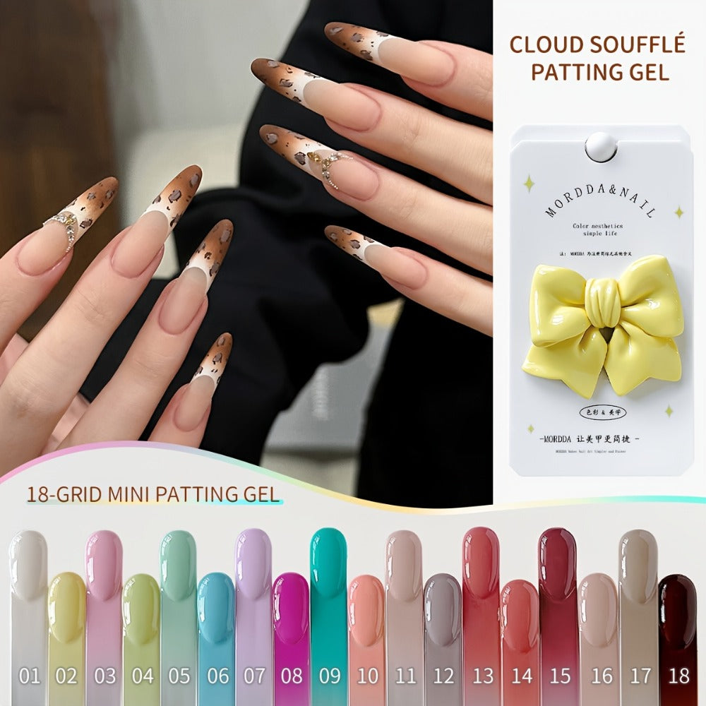 Gel Nail Polish Set 18 Colors Cloud Soufflé Patting Gel — High Saturation UV LED Soak-Off Autumn Winter Nail Art Kit for Women, Salon & Home DIY Manicure Professional Nail Enthusiasts