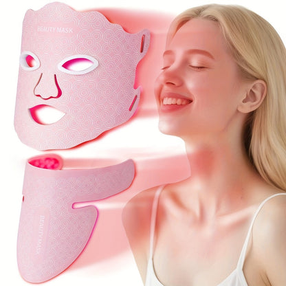 Red Light Therapy Face Mask – 7-in-1 LED Device for Face, Neck & Chest, 95 Beads 650nm & 850nm Dual Wavelength, Flexible Soft Silicone, Remote Control, Anti-Aging Home Spa Beauty Gift for Women