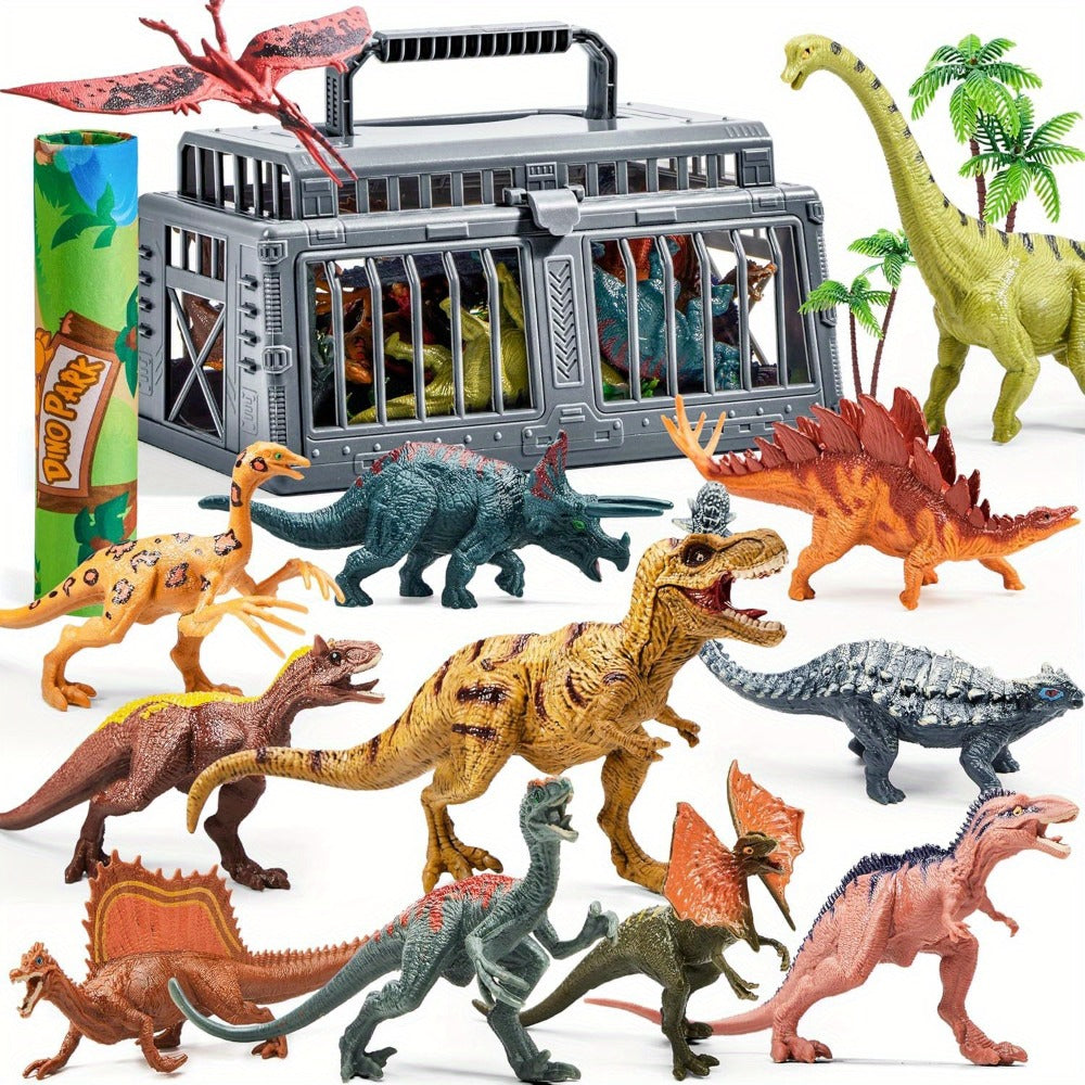 Dinosaur Toys for Kids 19pcs with Play Mat & Storage Cage – Realistic Dinosaur Figures Playset for Boys Girls Ages 3+, Birthday Gift, Christmas Gift, Party Favor