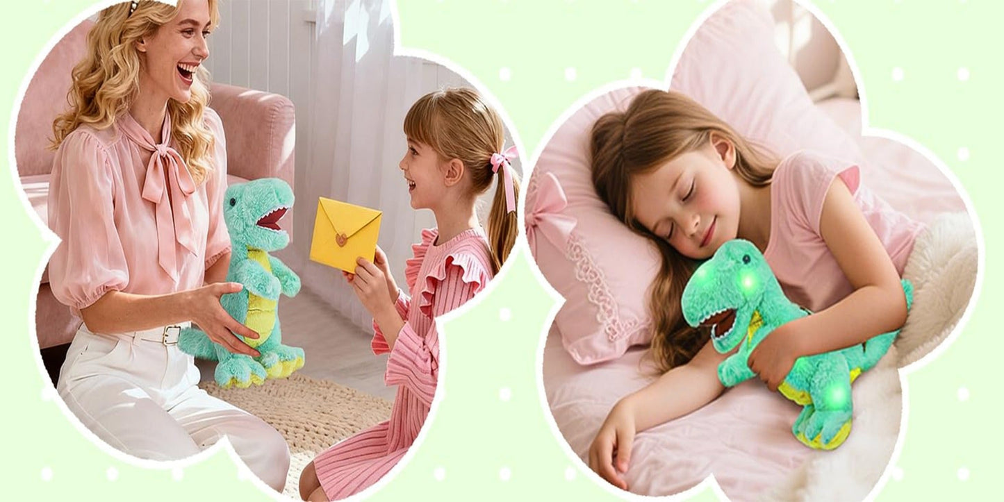 Dinosaur Stuffed Animal Light Up Musical T-Rex Plush Toy for Kids – Glowing Tyrannosaurus Rex with Sound Effects, Soft Cuddly Dino Plush, Birthday Easter Christmas Gift for Boys Girls Ages 3+