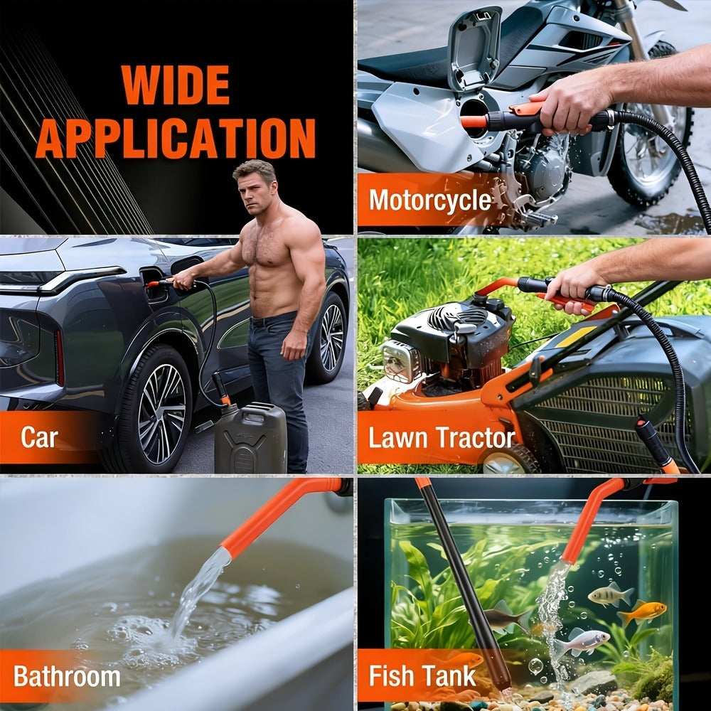 Battery Powered Fuel Transfer Pump 2.4 GPM Portable Gas Transfer Pump with Flow Control Nozzle for Gasoline Oil Diesel 1.3" Straw Corrosion Resistant Filter Design