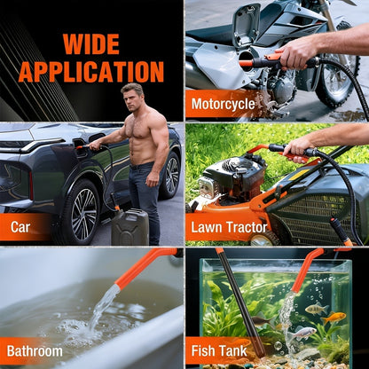 Battery Powered Fuel Transfer Pump 2.4 GPM Portable Gas Transfer Pump with Flow Control Nozzle for Gasoline Oil Diesel 1.3" Straw Corrosion Resistant Filter Design