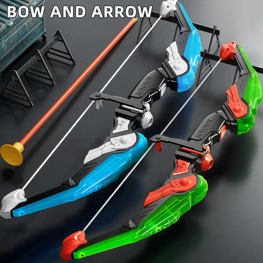 Kids Bow and Arrow Archery Set 10 Suction Cup Arrows Quiver Standing Target Safe Outdoor Toy Boys Girls Ages 3+ Birthday Christmas Holiday Gift Young Archers Green