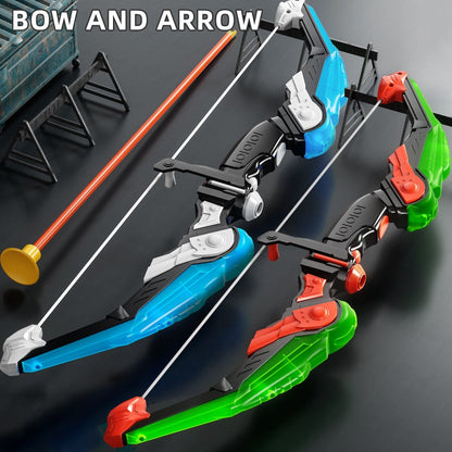 Kids Bow and Arrow Archery Set 10 Suction Cup Arrows Quiver Standing Target Safe Outdoor Toy Boys Girls Ages 3+ Birthday Christmas Holiday Gift Young Archers Green