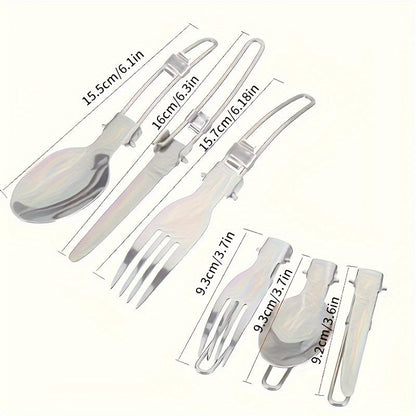 Stainless Steel Camping Cookware Set Portable Outdoor Cooking Pot with Foldable Storage Knives Forks Lightweight Compact for Backpacking Hiking Picnic Travel Orange Green Gift Ready