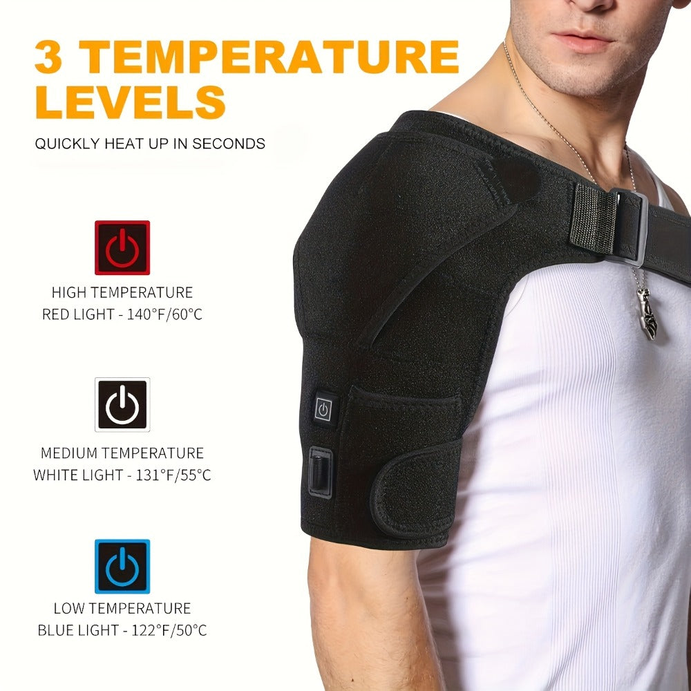 USB Heated Shoulder Pad with 3-Speed Temperature Control – Electric Heating Wrap for Shoulder & Neck Pain Relief, Keep Warm Massage Tool, Gift for Men & Women