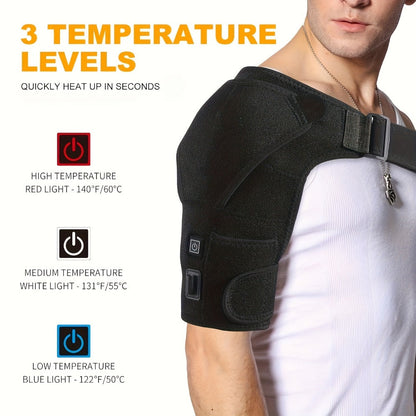 USB Heated Shoulder Pad with 3-Speed Temperature Control – Electric Heating Wrap for Shoulder & Neck Pain Relief, Keep Warm Massage Tool, Gift for Men & Women