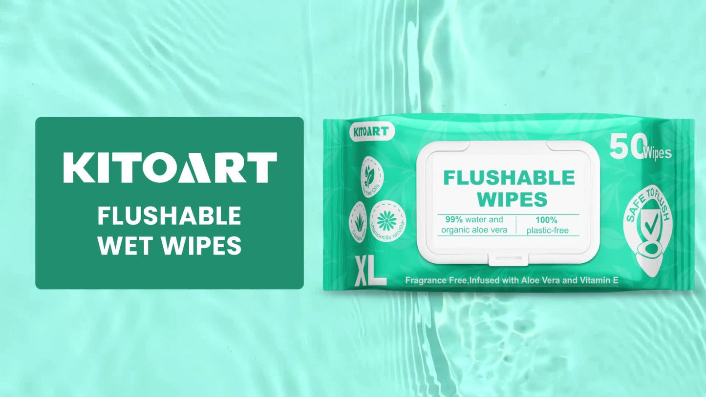 Flushable Wet Wipes Adult XL Unscented No Alcohol Septic Safe Toilet Wipes Portable Family Size for Bathroom Outdoor Camping Travel Hygiene 150 or 300 Wipes 3 or 6 Pack