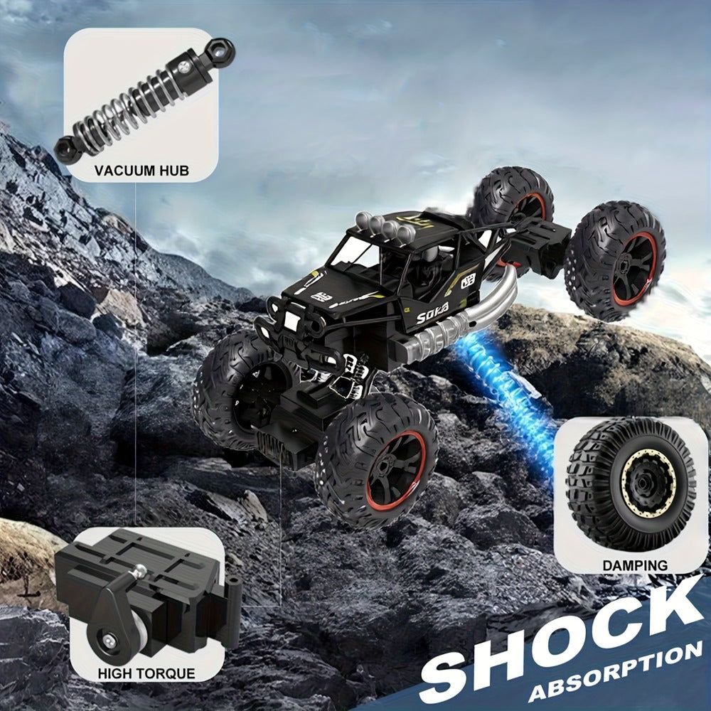 High Speed RC Off-Road Truck for Boys 6 8 10 – Large 4WD All-Terrain Remote Control Car USB Rechargeable Battery 2.4GHz Racing Vehicle Birthday Christmas Gift Kids Black Red
