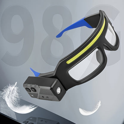 LED Headlamp Glasses Light - USB Rechargeable Head Torch with Rotatable Beam, Adjustable Brightness & Strobe Mode for Night Running, Cycling, Fishing & Outdoor Work