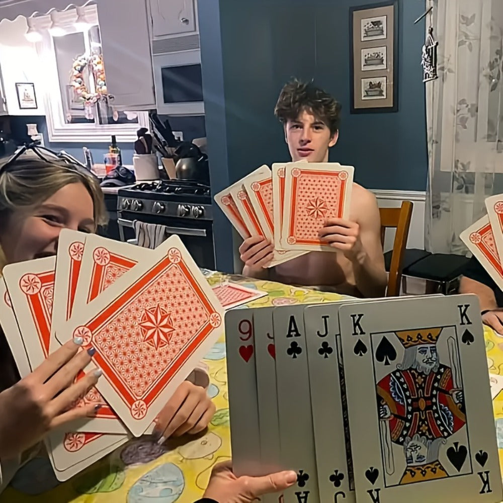 Giant Playing Cards 4x 6x Jumbo Size Poker Cards – Extra Large Card Game Set for Outdoor Party Backyard Fun Family Game Night Kids Adults Gift