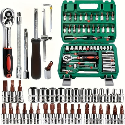Professional Automotive Tool Kit – 53 / 47 / 324-Piece Master Mechanic Set with Ratchet Wrench & Screwdriver Set for Car, Bike & Motorcycle Maintenance, Compact Portable All-in-One Toolbox