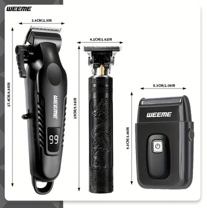Men's Professional Grooming Kit – Cordless Rotary Shaver & T-Blade Trimmer, Type-C Charging, 6 Adjustable Combs, Non-Slip Beard Shaper for Travel & Family Haircut