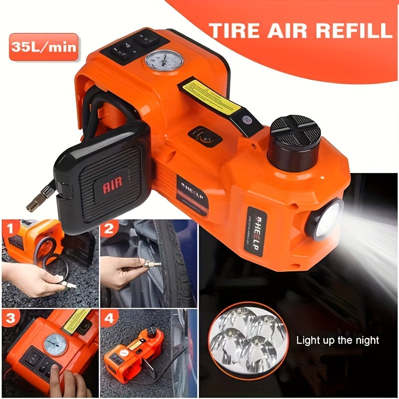 Car Jack Hydraulic Jack - 5 Tons Electric Car Jack Stand 3-in-1 Car Jack Kit for Car SUV Car Lift Floor Jack for Tire Change And Road Emergencies with Integrated Tire Pump (orange)