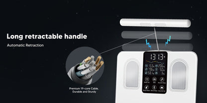 Smart Body Fat Scale with Handle, 8-Electrode Full Body Composition Analyzer, BMI Muscle Mass Monitor, Digital Weight Scale with APP Sync & LED Display for Home Gym Fitness Tracking