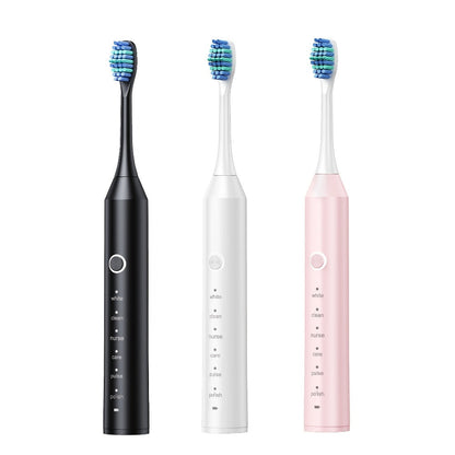 Rechargeable Toothbrush – 6 Cleaning Modes, 500mAh Lithium Battery, USB Charging, Soft Bristles, 4 or 8 Brush Heads, Black White Pink Electric Toothbrush for Adults Deep Clean & Whitening