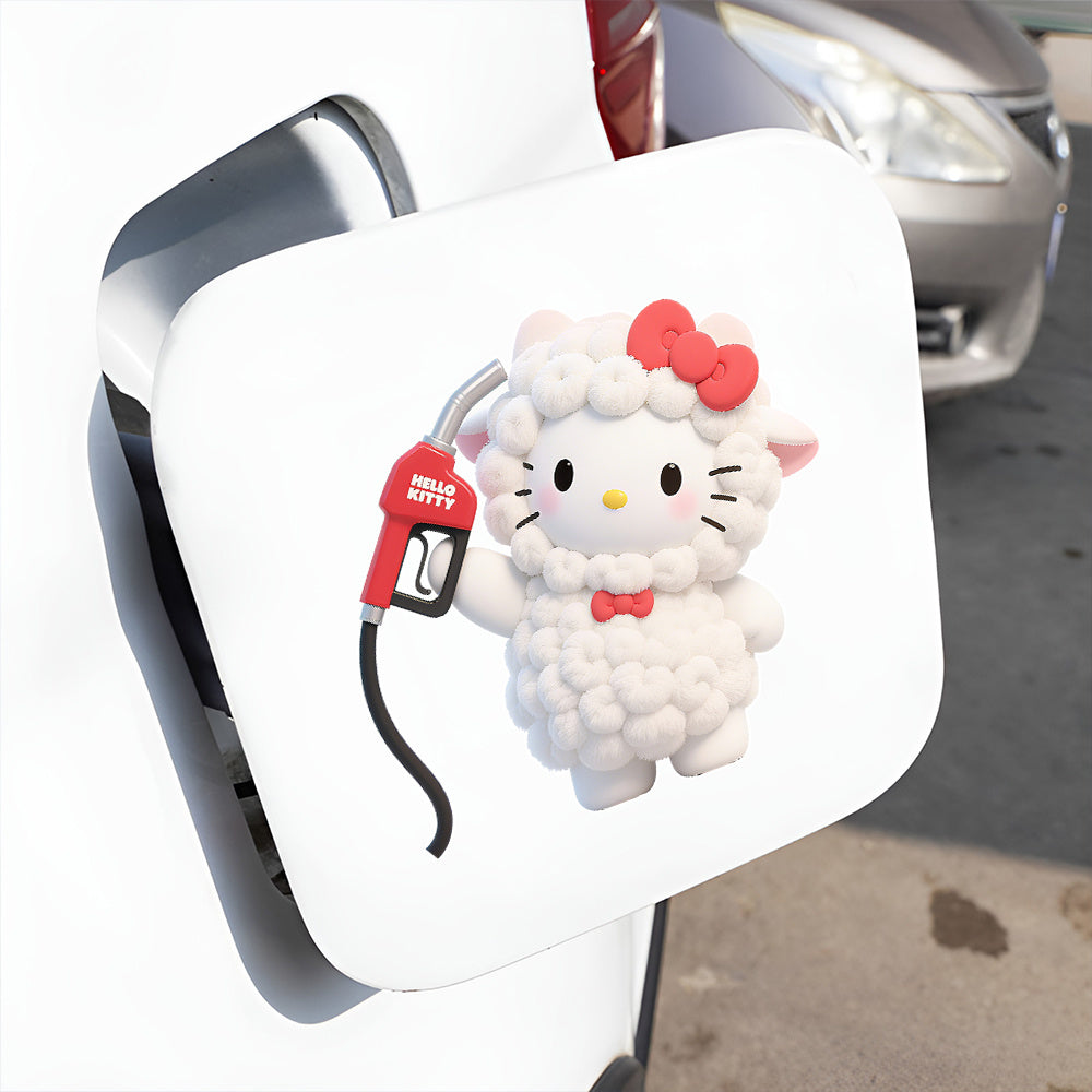 Sanrio Licensed Hello Kitty Sheep Car Decal - Cute Cartoon Vinyl Sticker for Fuel Tank, Durable Weather-Resistant Automotive Exterior Decoration, Pet Car Accessories, Playful Vehicle Accessory, Kawaii Style, Longlasting Adhesive, Kawaii Lovers, Auto