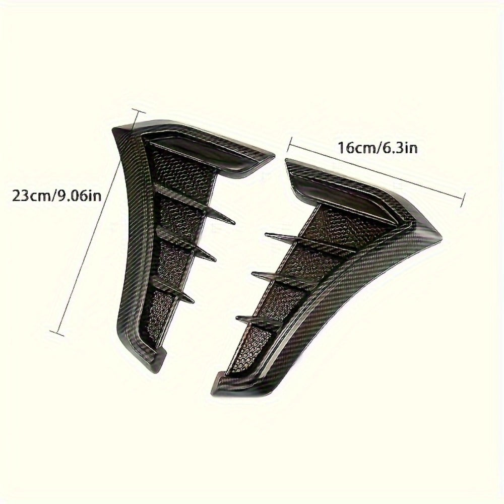 Car Shark Gill Fender Vents - Matte Black TPU Self-Adhesive Side Vent Stickers, Anti-Collision Exterior Styling Decoration for Sedans, Trucks & SUVs, Aggressive Sport Look Upgrade (2-Piece Set)