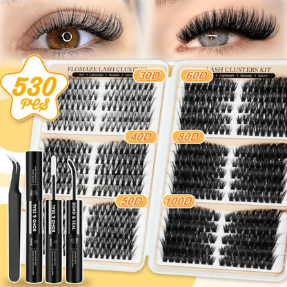 Gift-Ready Fluffy Wispy Lash Clusters Kit with Gift Bags — Manga & Fairy Top & Bottom Clusters, Natural Volume, Long-Lasting Reusable, 209–1993pcs Options, Beauty Gift for Women