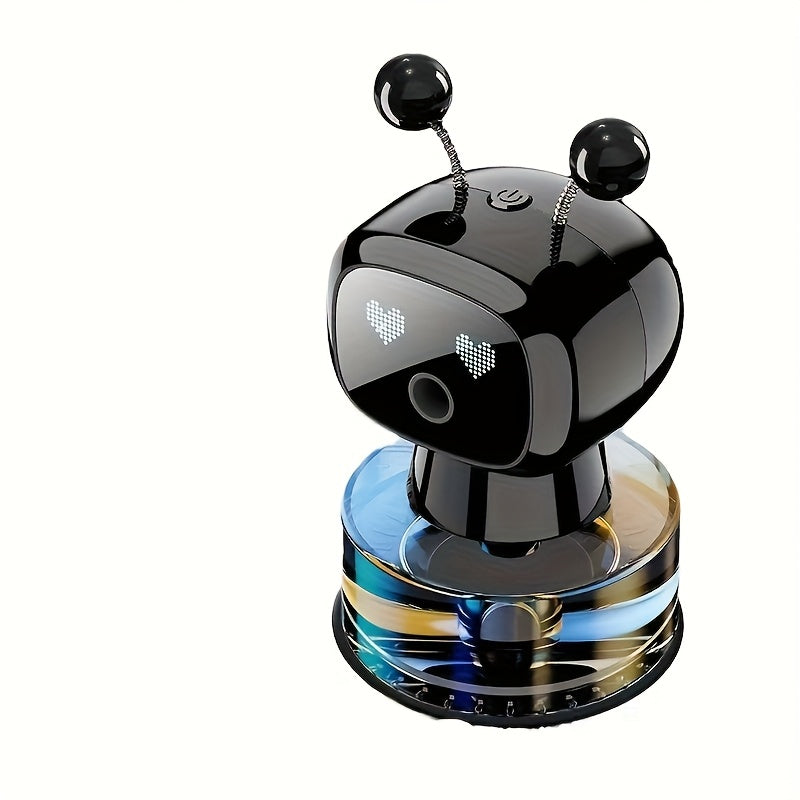 This Is a Stylish Car Accessory That Functions As a Smart Air Freshener in The Shape of an AI Robot. It Features USB Charging, an Automatic Fragrance Spray System That Activates When The Car Starts And Stops