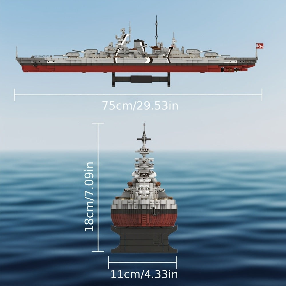 MOC Battleship Building Block Set 2081pcs – Large Scale Tech Warship Brick Model Kit 4201, Adult Collectible Display Toy, Unique Gift for Military Ship Enthusiasts Brick Builders & Teens