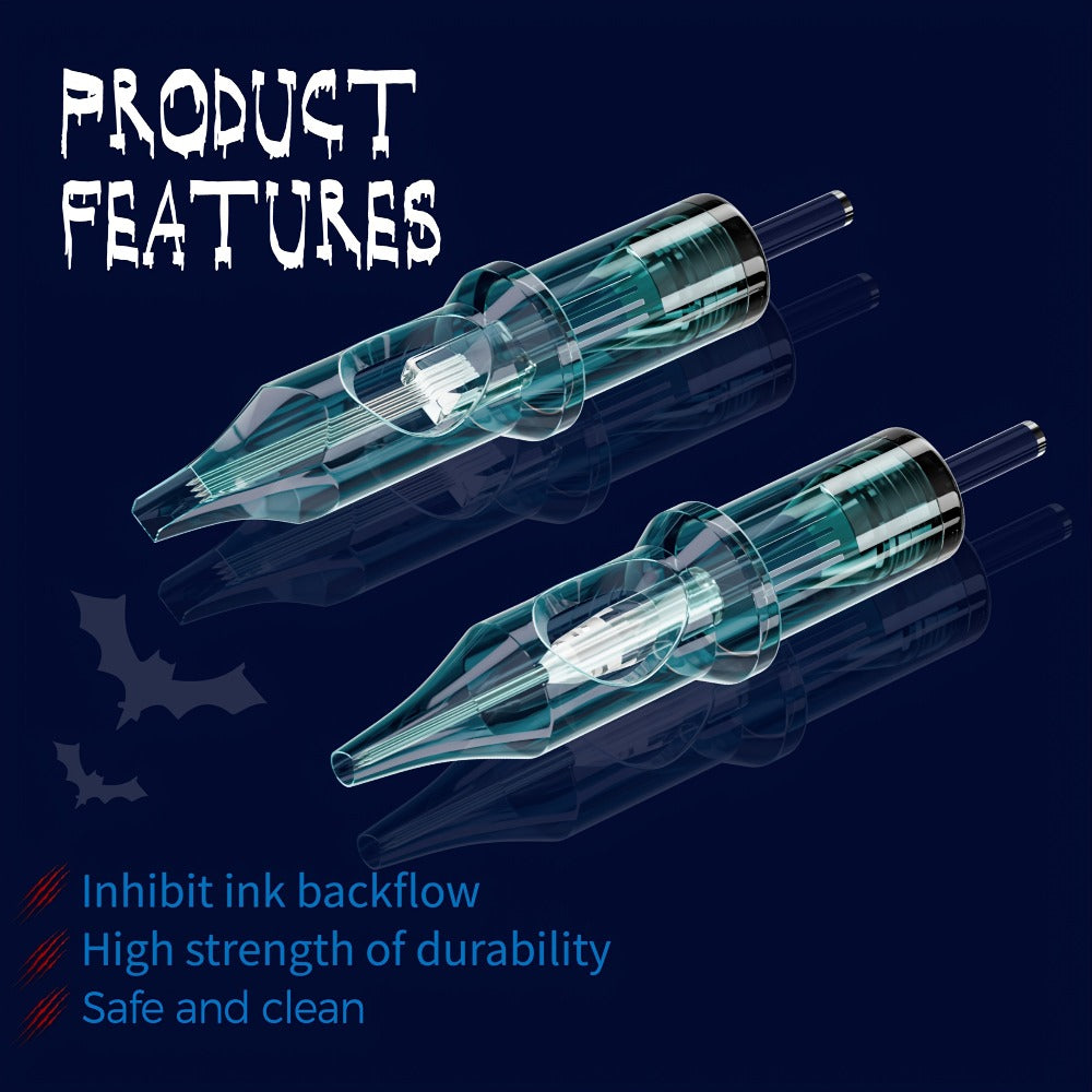 EO Sterilized Tattoo Cartridge Needles 50pcs Mixed Sizes 3RL 5RL 7RL 9RL 5RS 7RS 9RM 15RM 7M1 15M1 - Anti-Backflow Membrane Round Liner Shader Magnum for Tattoo Machine Pen & Body Art
