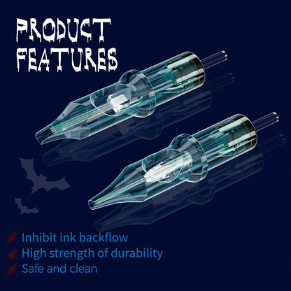 EO Sterilized Tattoo Cartridge Needles 50pcs Mixed Sizes 3RL 5RL 7RL 9RL 5RS 7RS 9RM 15RM 7M1 15M1 - Anti-Backflow Membrane Round Liner Shader Magnum for Tattoo Machine Pen & Body Art