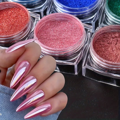 Chrome Holographic Nail Powder Set 36 Colors – Mirror Chrome Glitter Pigment Dust Kit for Gel Nails Acrylic Manicure DIY Nail Art Decoration