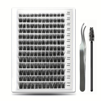 Invisible 2-Strip Tape Lash Clusters 156Pcs — Pre-Glued Self-Adhesive Eyelash Extensions, No Glue No Sticky Residue, Volume Mixed Longer-Lasting DIY Cluster Lashes for Women Sensitive Eyes