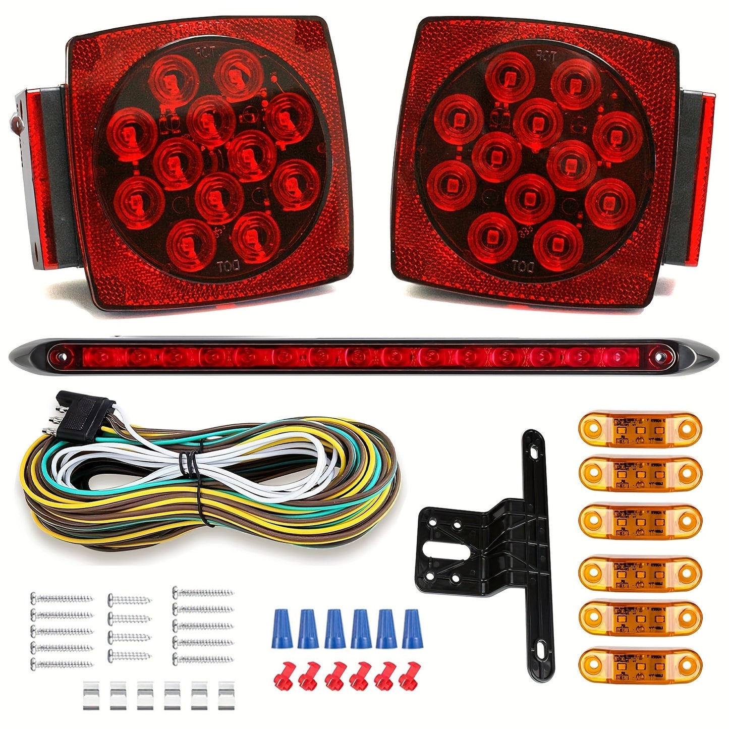 12V LED Trailer Tail Lights Kit - Stop, Turn Signal, Brake & License Plate Light for Trailers Under 80" - Boat, RV, Camper, Truck