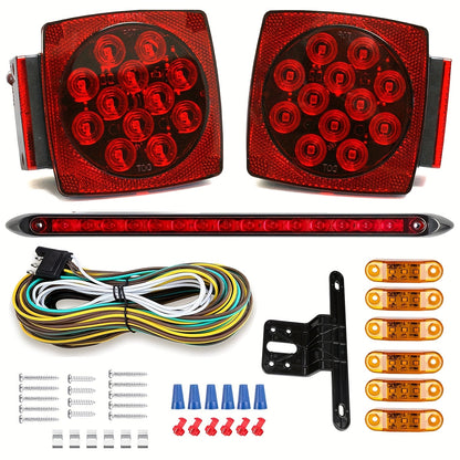 12V LED Trailer Tail Lights Kit - Stop, Turn Signal, Brake & License Plate Light for Trailers Under 80" - Boat, RV, Camper, Truck